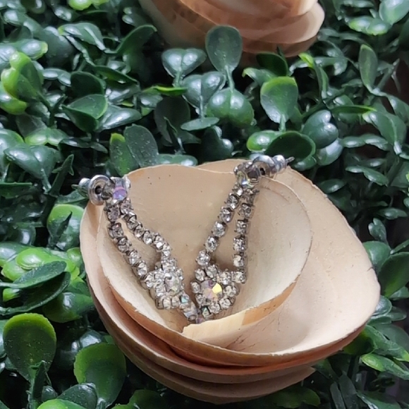 Elegant Silver and Drop Earrings with AB Crystals - Picture 4 of 9